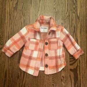 Old Navy Pink and Orange Plaid Kids Jacket